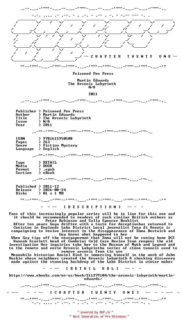NFO for the release Martin.Edwards.-.The.Arsenic.Labyrinth.2011.RETAIL.EPUB.eBook-CTO by CTO