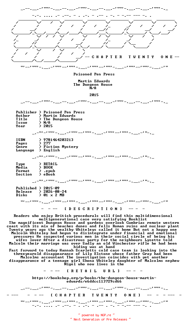 NFO for the release Martin.Edwards.-.The.Dungeon.House.2015.RETAIL.EPUB.eBook-CTO by CTO
