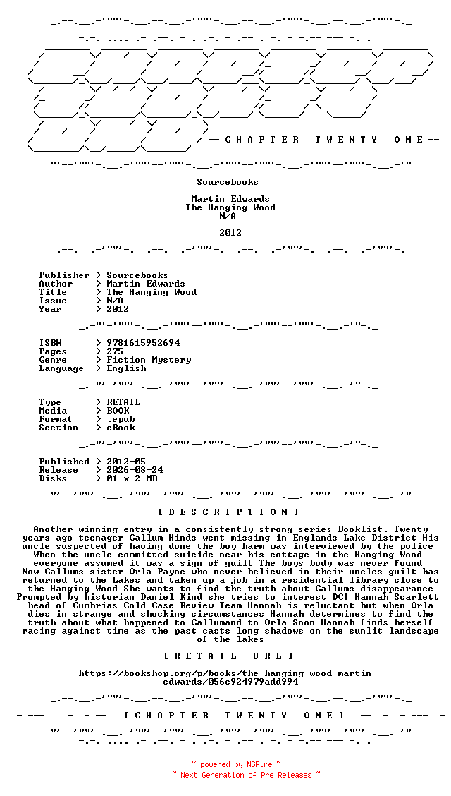 NFO for the release Martin.Edwards.-.The.Hanging.Wood.2012.RETAIL.EPUB.eBook-CTO by CTO