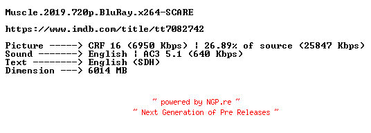 NFO for the release Muscle.2019.720p.BluRay.x264-SCARE by SCARE