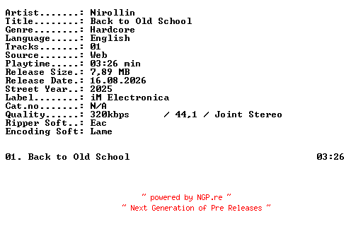 NFO for the release Nirollin-Back_to_Old_School-SINGLE-WEB-2025-XTC_iNT by XTC_iNT