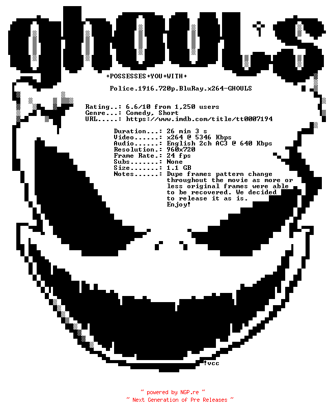 NFO for the release Police.1916.720p.BluRay.x264-GHOULS by GHOULS