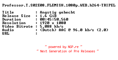 NFO for the release Professor.T.S02E08.FLEMISH.1080p.WEB.h264-TRIPEL by TRIPEL