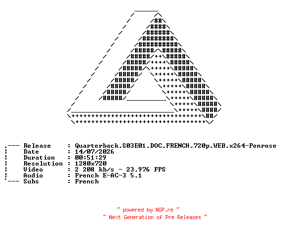 NFO for the release Quarterback.S03E01.DOC.FRENCH.720p.WEB.x264-Penrose by Penrose
