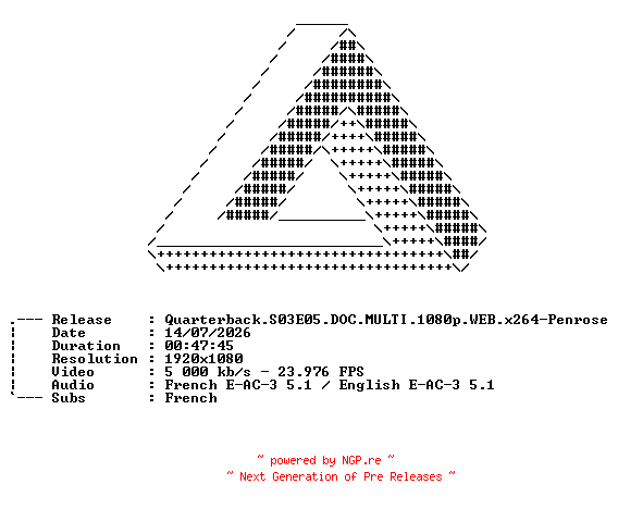 NFO for the release Quarterback.S03E05.DOC.MULTI.1080p.WEB.x264-Penrose by Penrose