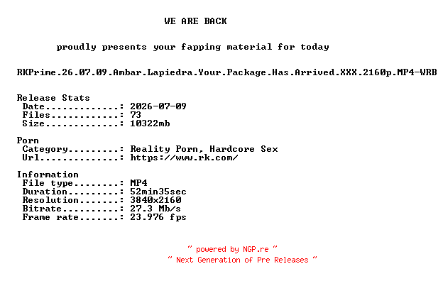 NFO for the release RKPrime.26.07.09.Ambar.Lapiedra.Your.Package.Has.Arrived.XXX.2160p.MP4-WRB by WRB