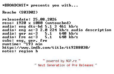 NFO for the release Reacher.S03D02.COMPLETE.BLURAY-BROADCAST by BROADCAST