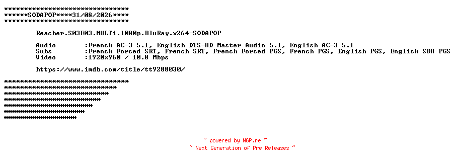 NFO for the release Reacher.S03E03.MULTi.1080p.BluRay.x264-SODAPOP by SODAPOP