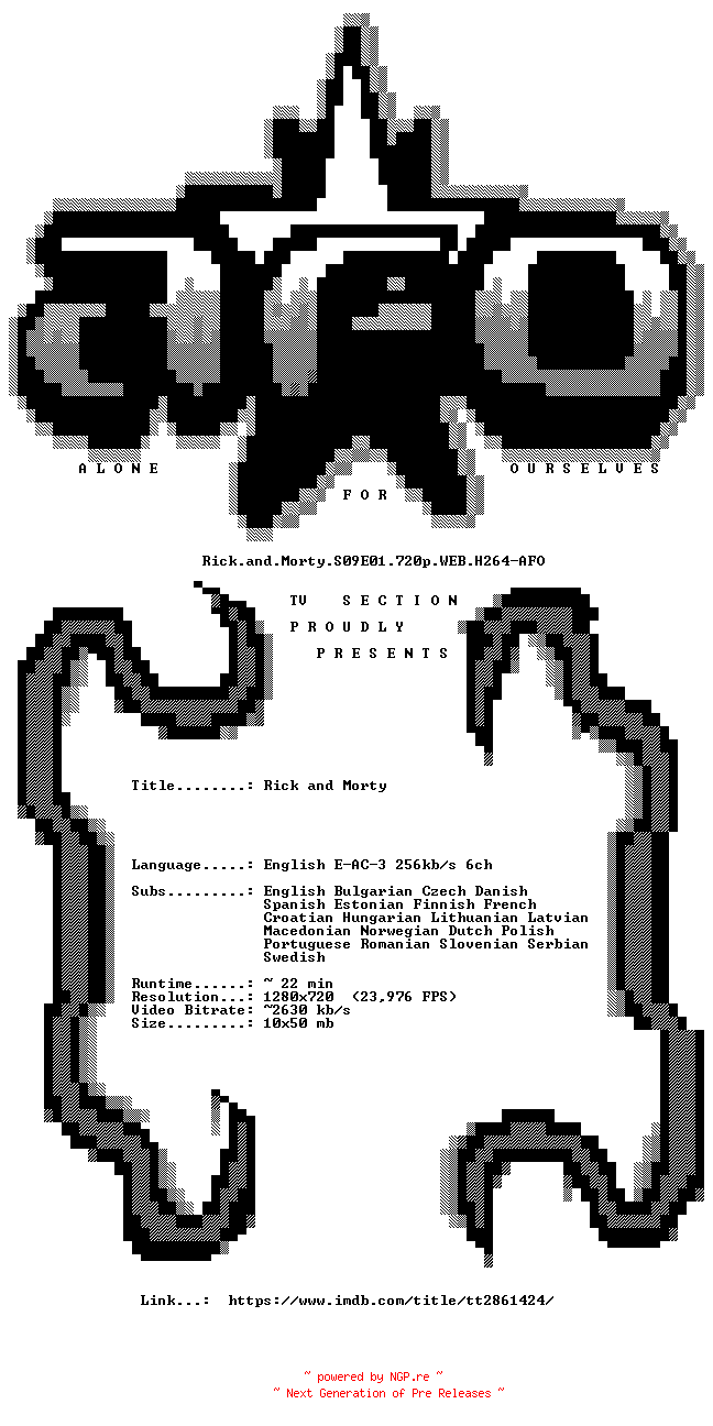 NFO for the release Rick.and.Morty.S09E01.720p.WEB.H264-AFO by AFO