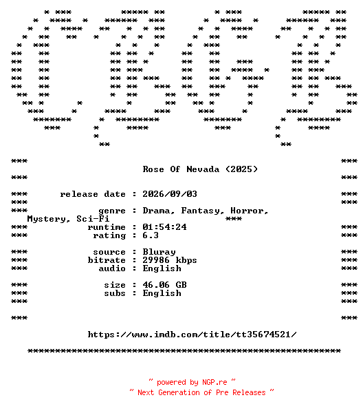 NFO for the release Rose.Of.Nevada.2025.COMPLETE.BLURAY-CBGB by CBGB