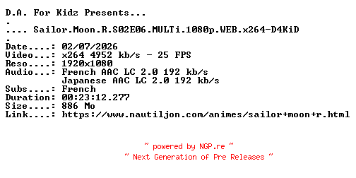 NFO for the release Sailor.Moon.R.S02E06.MULTi.1080p.WEB.x264-D4KiD by D4KiD