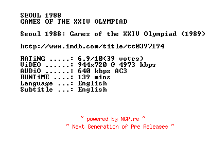 NFO for the release Seoul.1988.Games.of.the.XXIV.Olympiad1989.720p.BluRay.x264-SUMMERX by SUMMERX