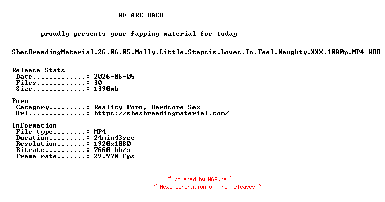 NFO for the release ShesBreedingMaterial.26.06.05.Molly.Little.Stepsis.Loves.To.Feel.Naughty.XXX.1080p.MP4-WRB by WRB