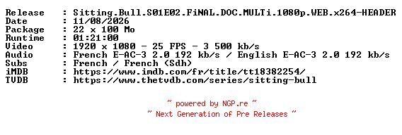 NFO for the release Sitting.Bull.S01E02.FiNAL.DOC.MULTi.1080p.WEB.x264-HEADER by HEADER