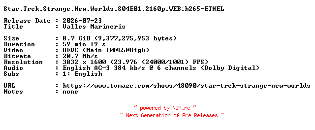 NFO for the release Star.Trek.Strange.New.Worlds.S04E01.2160p.WEB.h265-ETHEL by ETHEL