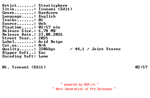 NFO for the release Stratisphere-Tsunami_(Edit)-SINGLE-WEB-2025-XTC_iNT by XTC_iNT