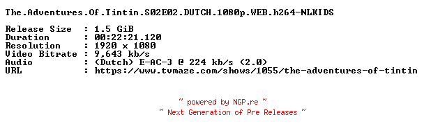 NFO for the release The.Adventures.Of.Tintin.S02E02.DUTCH.1080p.WEB.h264-NLKIDS by NLKIDS
