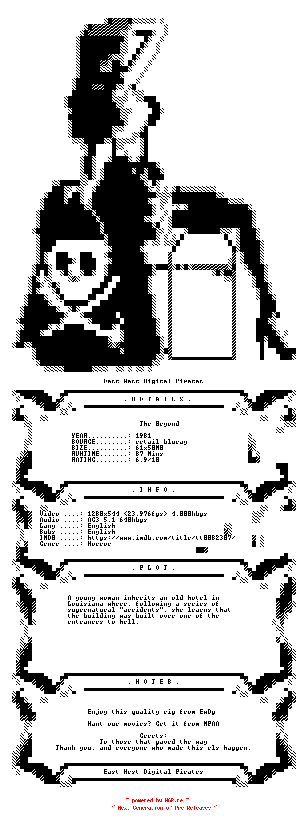 NFO for the release The.Beyond.1981.iNTERNAL.720p.BluRay.x264-EwDp by EwDp