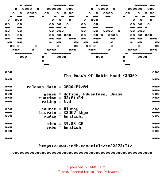 NFO for the release The.Death.Of.Robin.Hood.2026.COMPLETE.BLURAY-CBGB by CBGB