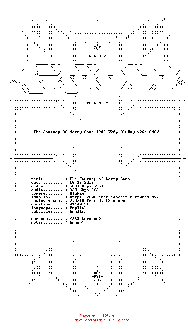 NFO for the release The.Journey.Of.Natty.Gann.1985.720p.BluRay.x264-SNOW by SNOW