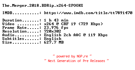 NFO for the release The.Merger.2018.BDRip.x264-SPOOKS by SPOOKS