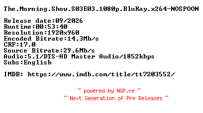 NFO for the release The.Morning.Show.S03E03.1080p.BluRay.x264-NOSPOON by NOSPOON