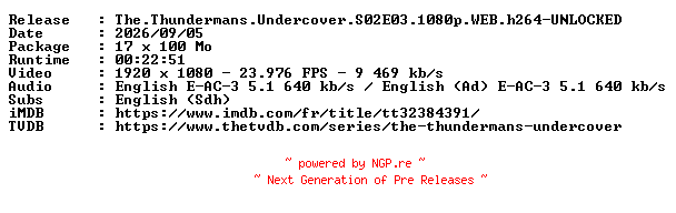 NFO for the release The.Thundermans.Undercover.S02E03.1080p.WEB.h264-UNLOCKED by UNLOCKED