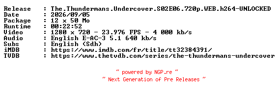 NFO for the release The.Thundermans.Undercover.S02E06.720p.WEB.h264-UNLOCKED by UNLOCKED