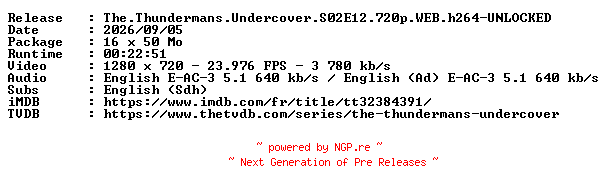 NFO for the release The.Thundermans.Undercover.S02E12.720p.WEB.h264-UNLOCKED by UNLOCKED