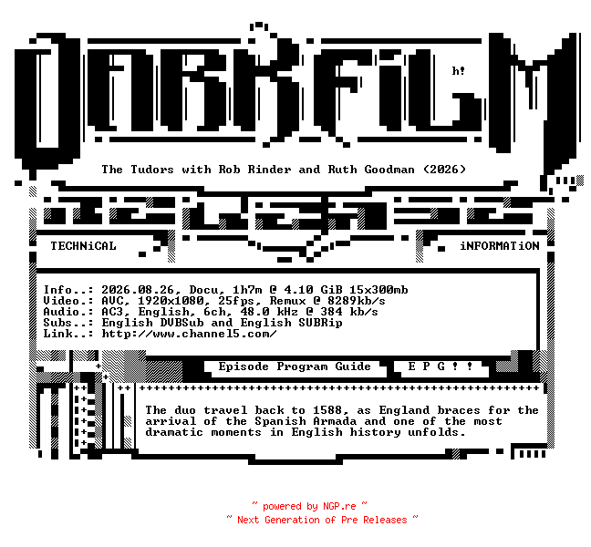 NFO for the release The.Tudors.with.Rob.Rinder.and.Ruth.Goodman.2026.1080p.HDTV.H264-DARKFLiX by DARKFLiX