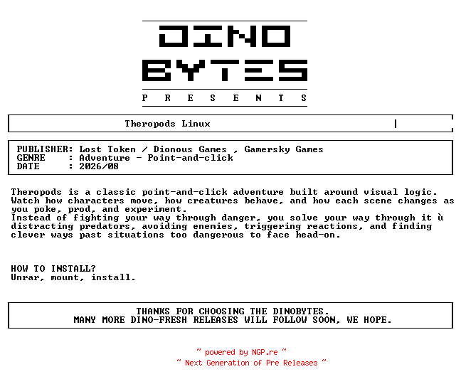 NFO for the release Theropods_Linux-DINOByTES by DINOByTES