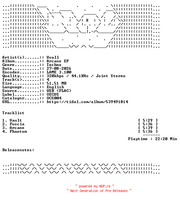 NFO for the release Uvall-Arcane_EP-OCS004-WEB-2026-WAV by WAV