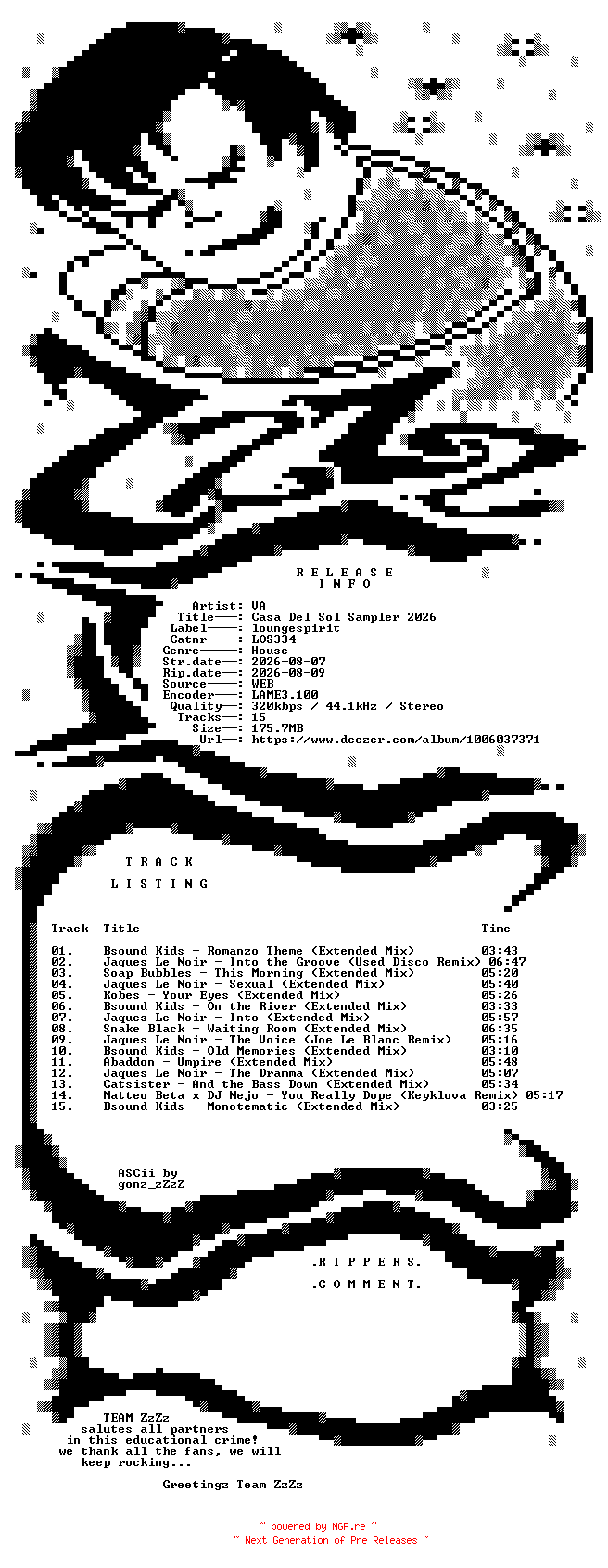 NFO for the release VA_-_Casa_Del_Sol_Sampler_2026-(LOS334)-WEB-2026-ZzZz by ZzZz