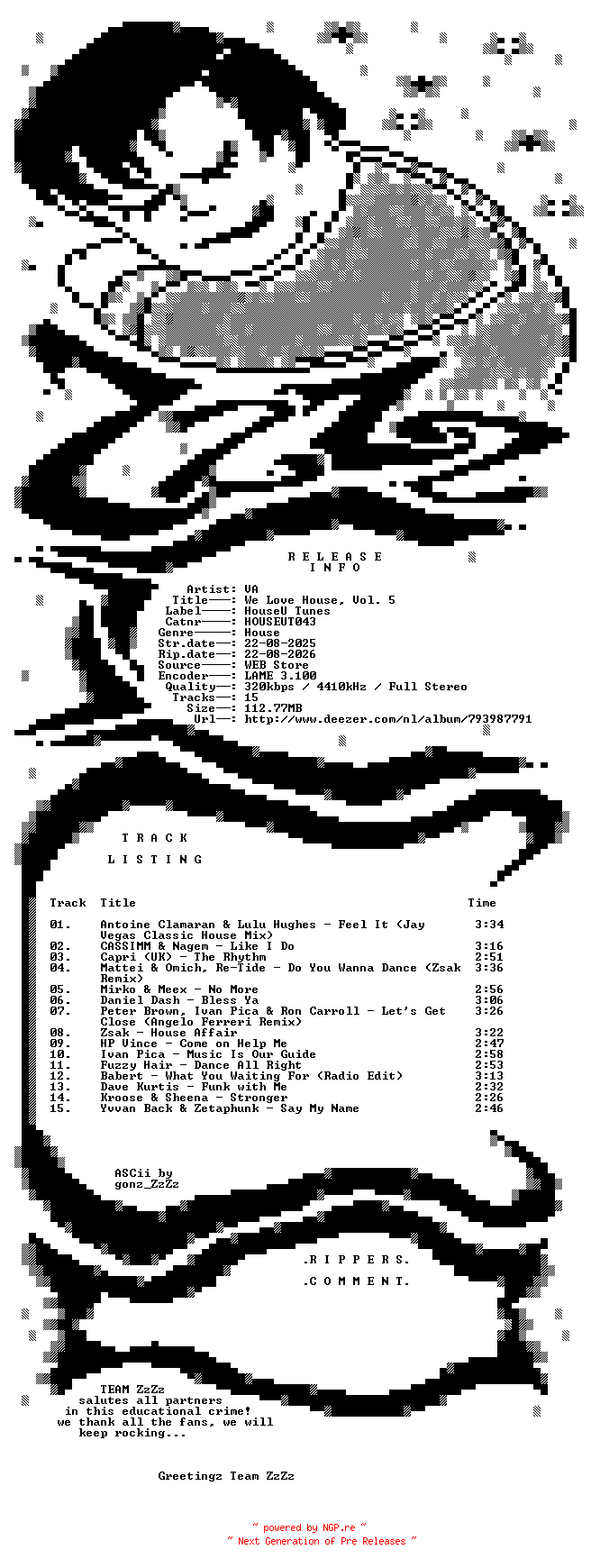 NFO for the release VA_-_We_Love_House_Vol_5-(HOUSEUT043)-WEB-2025-ZzZz by ZzZz