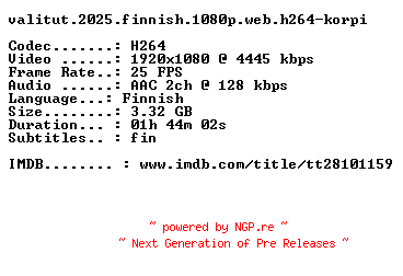 NFO for the release Valitut.2025.FiNNiSH.1080p.WEB.H264-KORPI by KORPI
