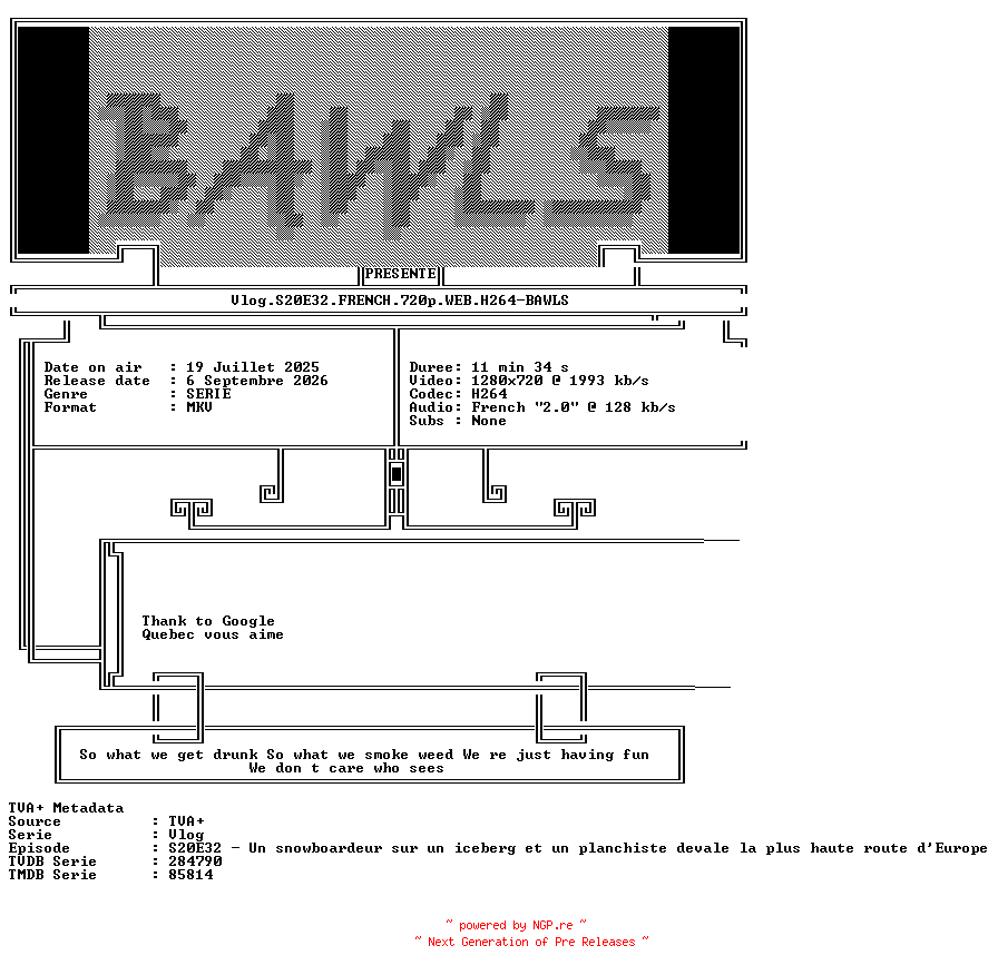 NFO for the release Vlog.S20E32.FRENCH.720p.WEB.H264-BAWLS by BAWLS