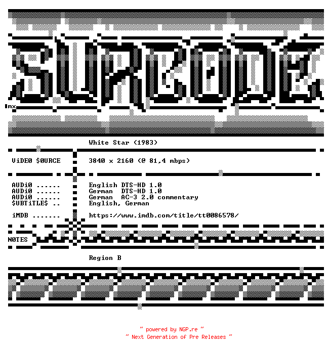 NFO for the release White.Star.1983.COMPLETE.UHD.BLURAY-SURCODE by SURCODE