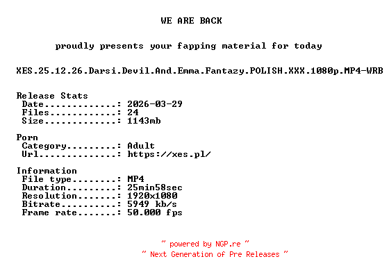 NFO for the release XES.25.12.26.Darsi.Devil.And.Emma.Fantazy.POLISH.XXX.1080p.MP4-WRB by WRB
