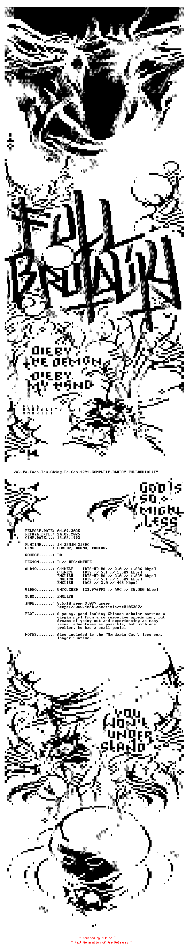 NFO for the release Yuk.Po.Tuen.Tau.Ching.Bo.Gam.1991.COMPLETE.BLURAY-FULLBRUTALiTY by FULLBRUTALiTY